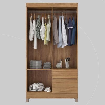 Guarda Roupa Solteiro 4 Portas E 2 Gavetas Almirante Amêndola Touch