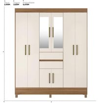 Guarda Roupa Casal 8 Portas Com Espelho E 2 Gavetas Paranaguá Amêndola Touch-off White