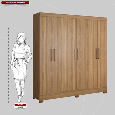 Guarda Roupa Casal 6 Portas E 3 Gavetas Prático Amêndola Touch
