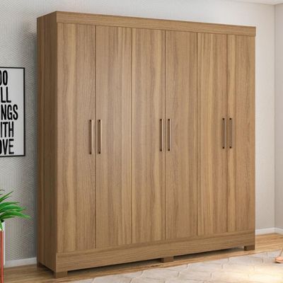 Guarda Roupa Casal 6 Portas E 3 Gavetas Prático Amêndola Touch