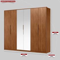 Guarda Roupa Casal 6 Portas Com Espelho E 6 Gavetas Atrice Nogueira Touch Nogueira Touch
