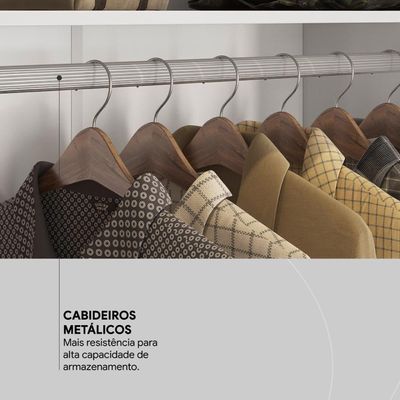 Guarda Roupa Casal 4 Portas Com Espelho E 6 Gavetas Cádis Branco