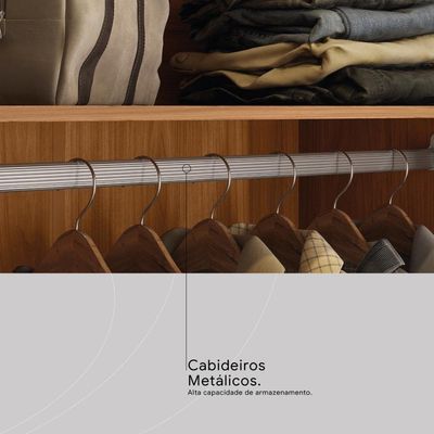 Guarda Roupa Casal 4 Portas Com Espelho E 3 Gavetas Attore Nogueira Touch
