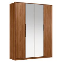 Guarda Roupa Casal 4 Portas Com Espelho E 3 Gavetas Attore Nogueira Touch
