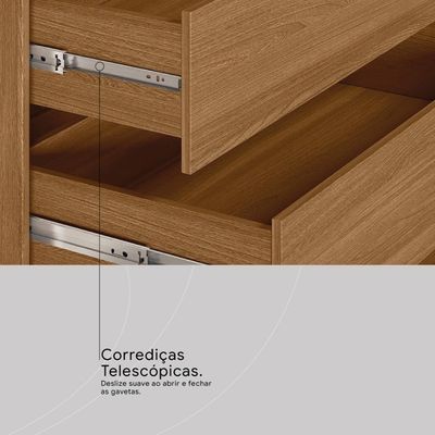Guarda Roupa Casal 4 Portas Com Espelho E 3 Gavetas Attore Nogueira Touch