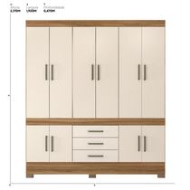 Guarda Roupa Casal 10 Portas E 3 Gavetas New Murano Amêndola Touch-off White