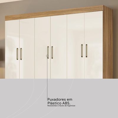 Guarda Roupa Casal 10 Portas E 3 Gavetas New Murano Amêndola Touch-off White