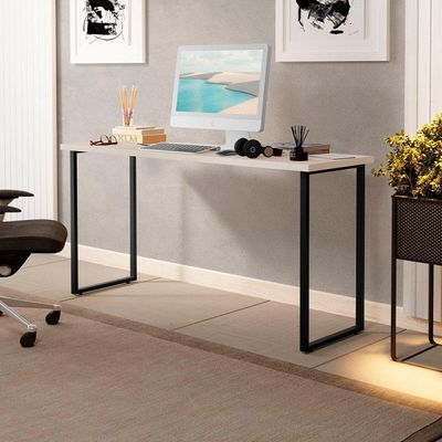 Escrivaninha Mesa Office Estilo Industrial 120cm Klm Store Preto Com Off White