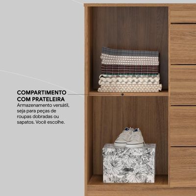 Cômoda 4 Gavetas 1 Porta Com Rodizios Montevidéu Amêndola Touch