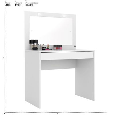 Camarim Penteadeira Com Led 1 Gaveta Atraente Branco