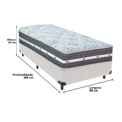 Cama Box Branco E Colchão Black Graphite Molas Ensacadas Solteiro 88x188x32 Anjos