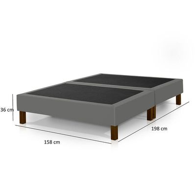 Base Box Madri Bipartido 1,58 X 1,98 Queen Size Klm Móveis Cinza