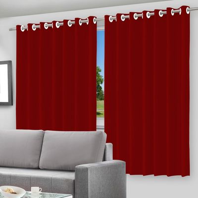 WE DROP - Cortina Blackout com Forro 2 em 1 Voil Vermelho com ilhos - 280x260cm