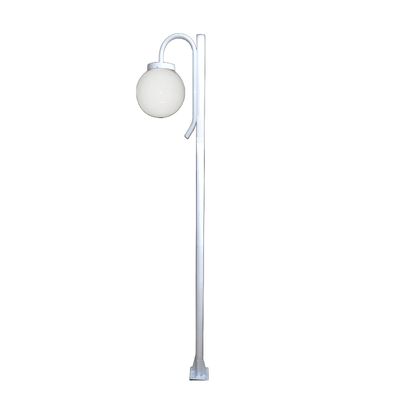 Poste Luminária Globo G Braço Curvo Baixo Jardim Branco 3Mt