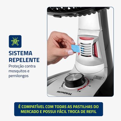 Ventilador de Mesa Mondial Turbo 8 Pás 40 cm Repelente Pastilha VTX-40-8P-RP 110V