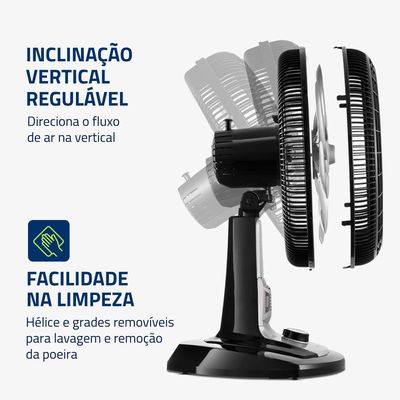 Ventilador de Mesa Mondial Turbo 8 Pás 40 cm Repelente Pastilha VTX-40-8P-RP 110V