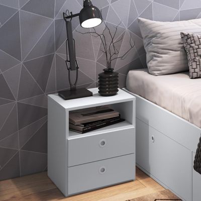 Quarto Casal Com Cama Queen E Mesas De Cabeceira 160 Tókio Branco