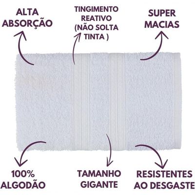 Jogo De Toalhas Gigante Itália Soft 2 Banhão + 2 Rosto + 2 Tapete Luxo 100% Algodão Branco