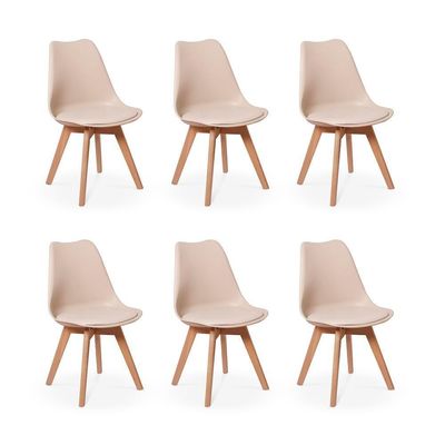 Conjunto 06 Cadeiras Eames Wood Leda Design Nude
