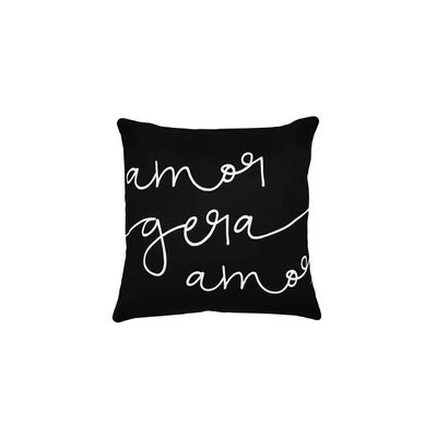 Capa Almofada Preta Cinza Amor Mora 40cm Facil Lavar 2un
