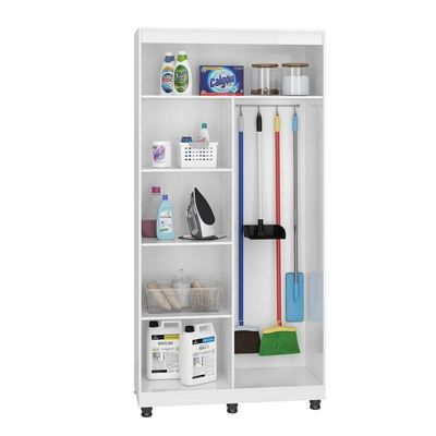 Multiuso Armário Duas Portas Area De Serviço Moderno Com Chave Branco Prateleira Reforçada Mdf