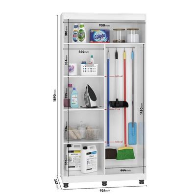 Multiuso Armário Duas Portas Area De Serviço Moderno Com Chave Branco Prateleira Reforçada Mdf
