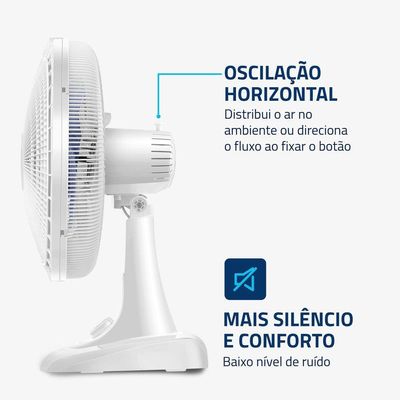 Ventilador De Mesa Mondial Super Power 3 Velocidades 6 Pas Branco Com Azul 220V