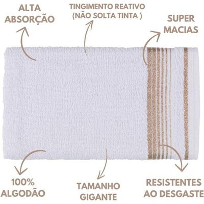 Jogo De Toalhas Luxury Soft Beka 360 G m² 2 Banho + 2 Rosto + 1 Piso Luxo Branco