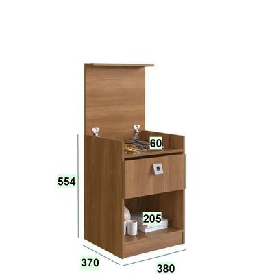 Mesa De Cabeceira Com Gabinete Oculto Lock Nogal