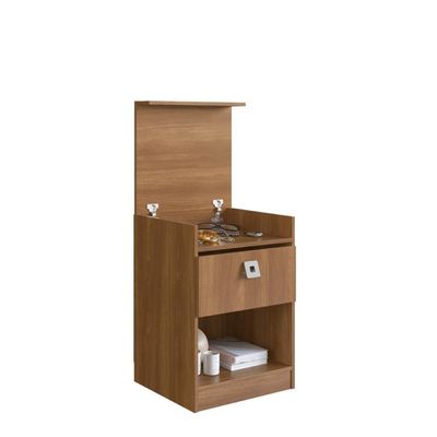 Mesa De Cabeceira Com Gabinete Oculto Lock Nogal