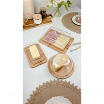 Combo Kit Porta Queijo + Porta Manteiga + Porta Frios Bambu