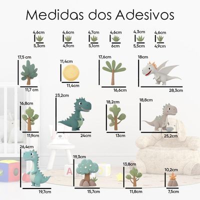 Adesivo De Parede Infantil Dinossauros Tiranossauro Dragão