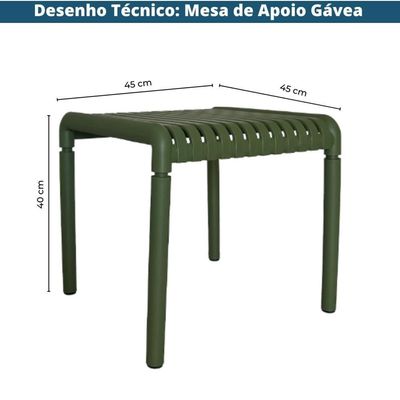 Mesa Lateral E De Apoio Quadrada Área Externa Outdoor Gávea Rivatti Polipropileno Verde Proteção Uv