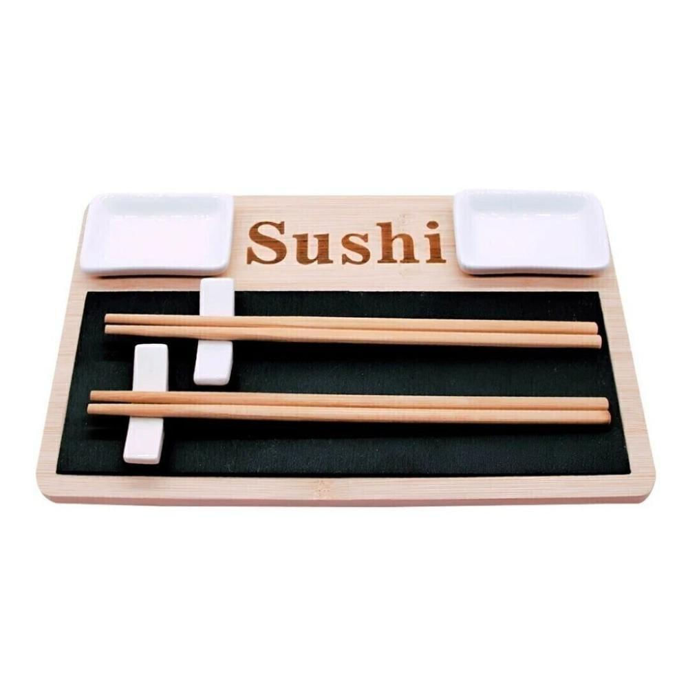 Kit Conjunto Refeição Oriental Para Sushi Em Ardosia