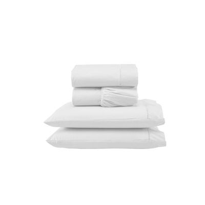 Jogo De Lençol Versatile Ponto Palito Completo 4 Peças Casal Micropercal branco
