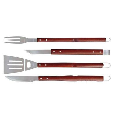 Conjunto Para Churrasco Com Cabos Compridos 4 Peças - Mor