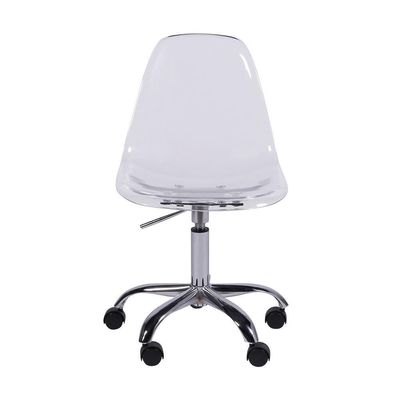 Cadeira Eames Policarbonato Transparente Base Rodizio Cromado