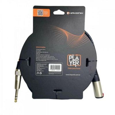 Cabo Extensor Player P10 (f) X P10 (m) 5m Preto Hayonik