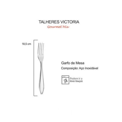 Garfo de Mesa Talheres Aço Inox Victoria 6un