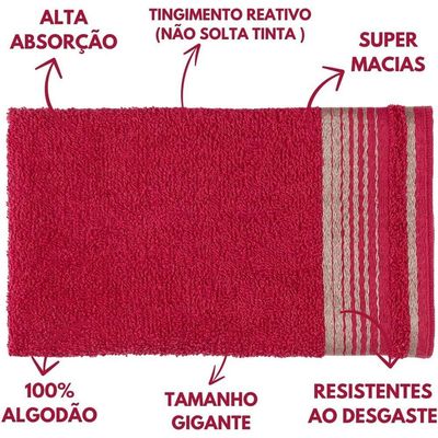 Jogo De Toalhas Luxury Soft Beka 360 G m² 2 Banho + 2 Rosto + 1 Piso Luxo Cereja
