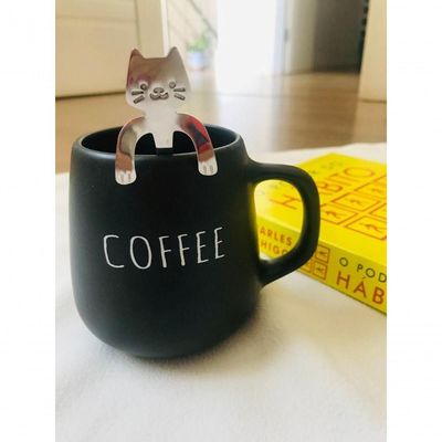 Conjunto Caneca Bojuda E Colher Gatinho Coffee