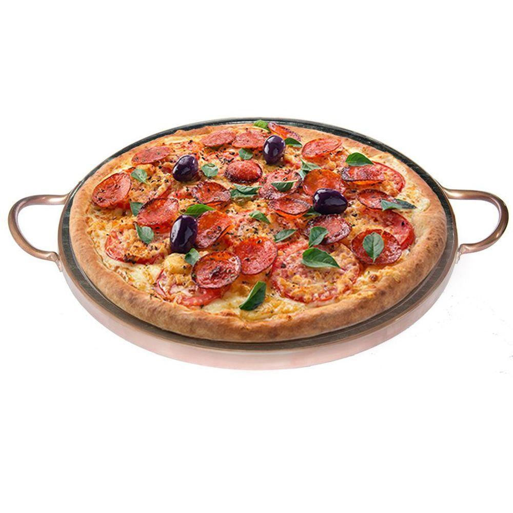 Forma De Pedra Sabão Para Pizza Curada 32 Cm