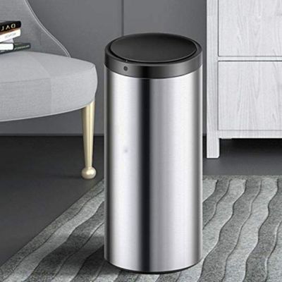 Lixeira Automática Redonda Em Aço Inox 50 Litros Com Sensor