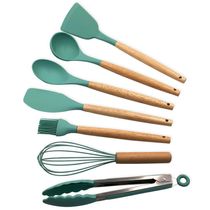 Conjunto De Utensílios De Cozinha Em Silicone, 8 Peças, Verde Escuro Prático E Durável