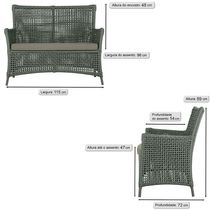 Jogo Sofá 4 Poltronas E Mesa Igapó Marrom E8 Trama Original Verde