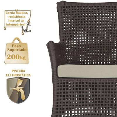 Jogo Sofá 4 Poltronas E Mesa Igapó Preta E7 Trama Original Marrom