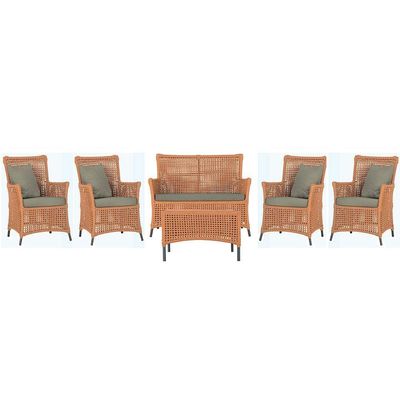 Jogo Sofá 4 Poltronas E Mesa Igapó Preta E8 Trama Original Terra Cota