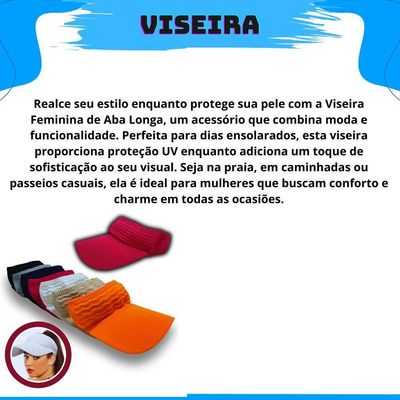 Kit 2 Viseiras Bonés Moda Blogueira Aba Longa Respirável Proteção Solar Verão Modelo 4