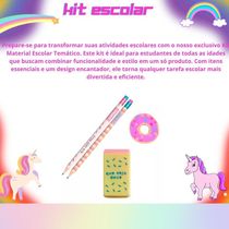 Kit Escolar Com 4 Peças Lápis Grafite Apontador Borracha Donuts Volta As Aulas