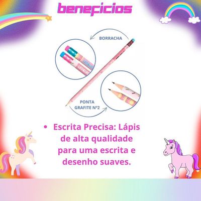 Kit Escolar Com 4 Peças Lápis Grafite Apontador Borracha Donuts Volta As Aulas
